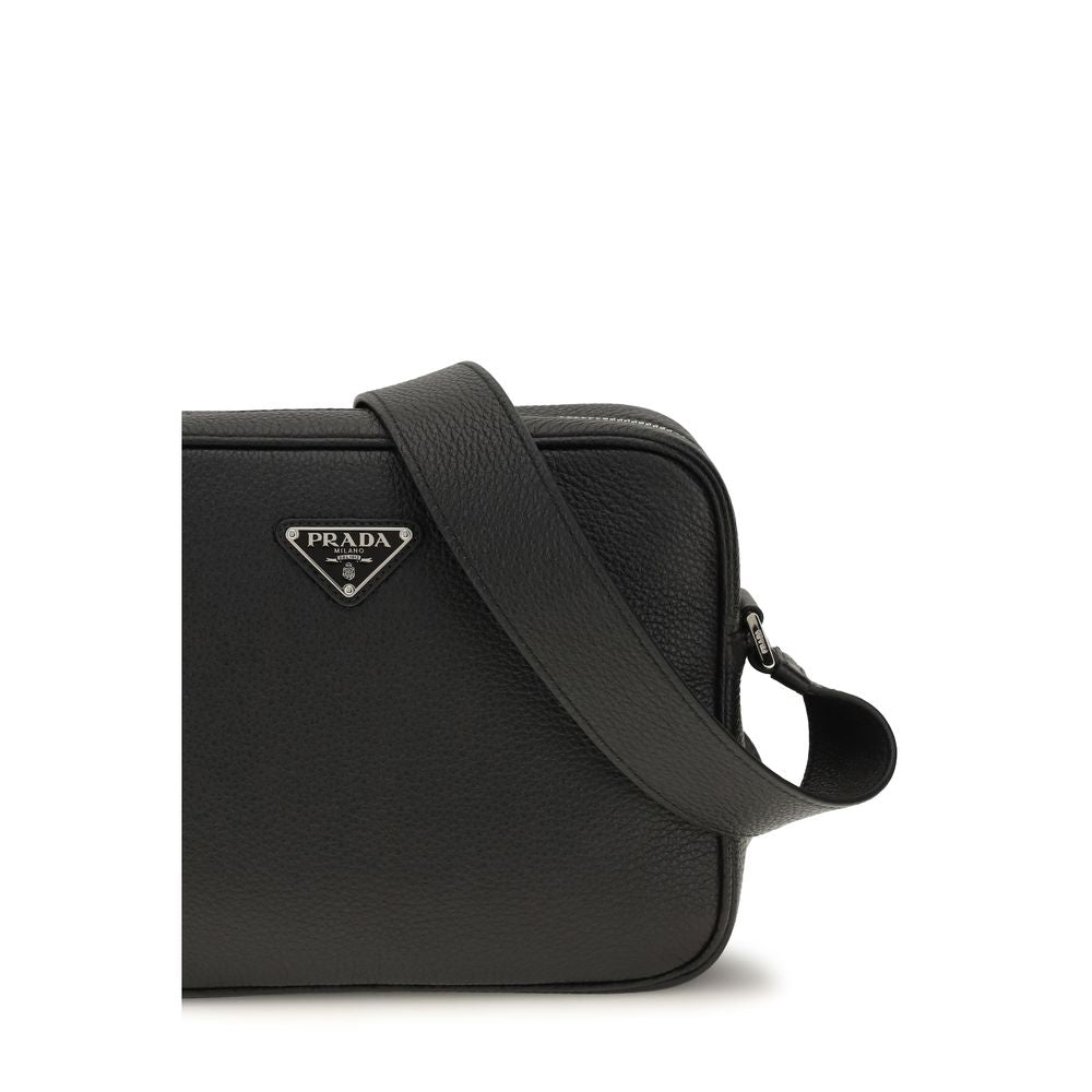 Prada Black Calf Leather Bos Taurus Shoulder Bag