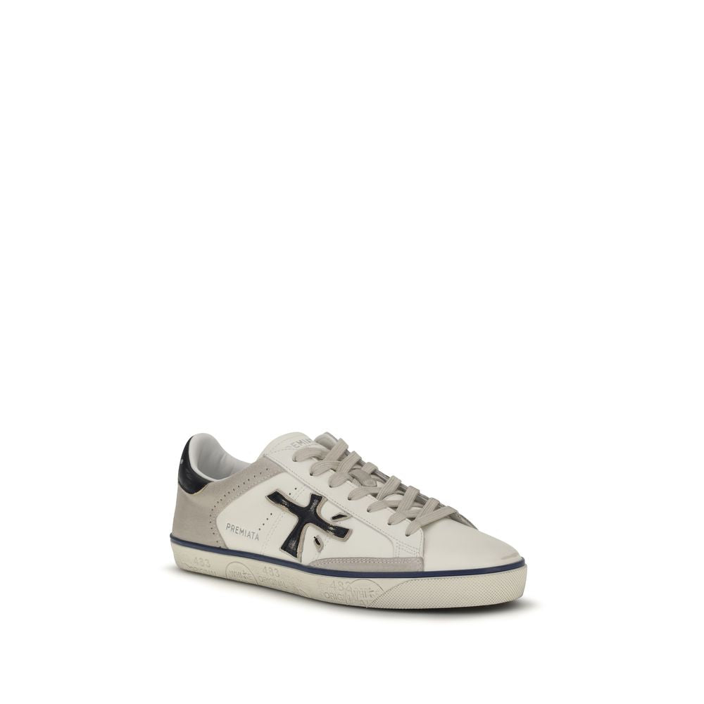 Premiata White Calf Leather Bos Taurus Low Top Sneakers