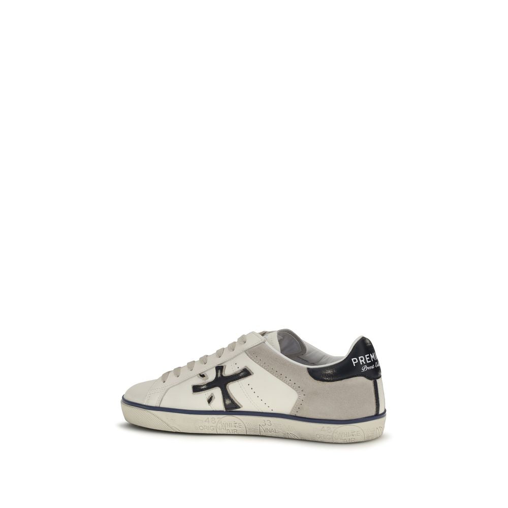 Premiata White Calf Leather Bos Taurus Low Top Sneakers