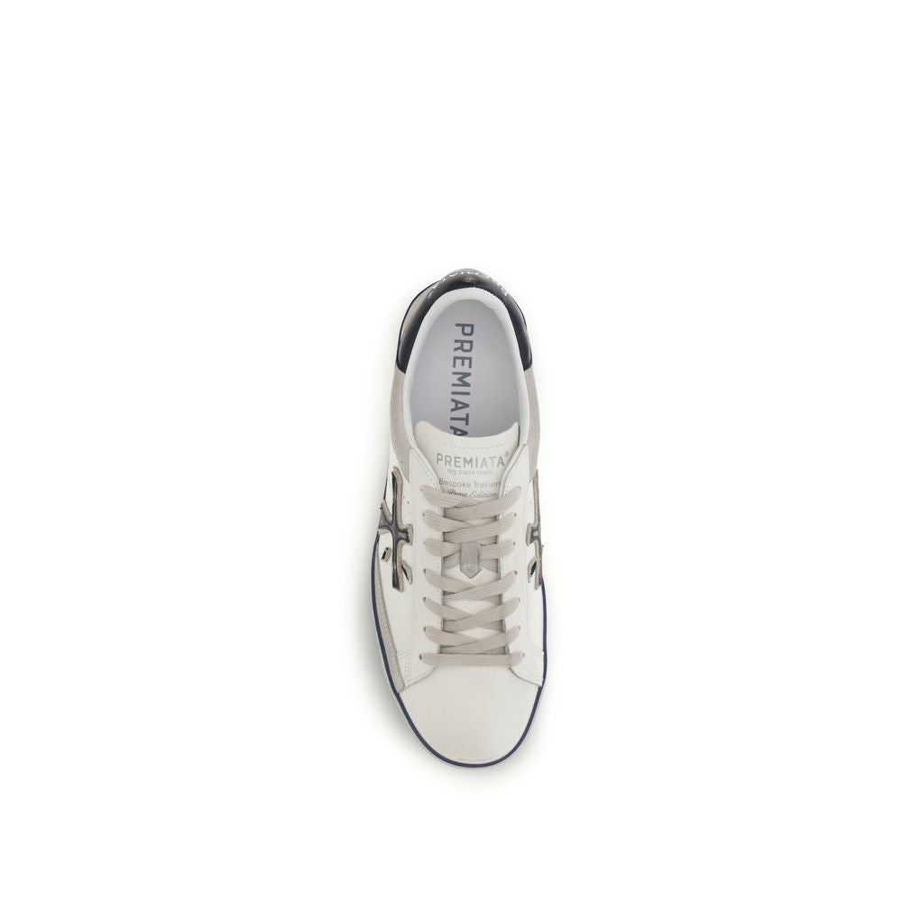 Premiata White Calf Leather Bos Taurus Low Top Sneakers