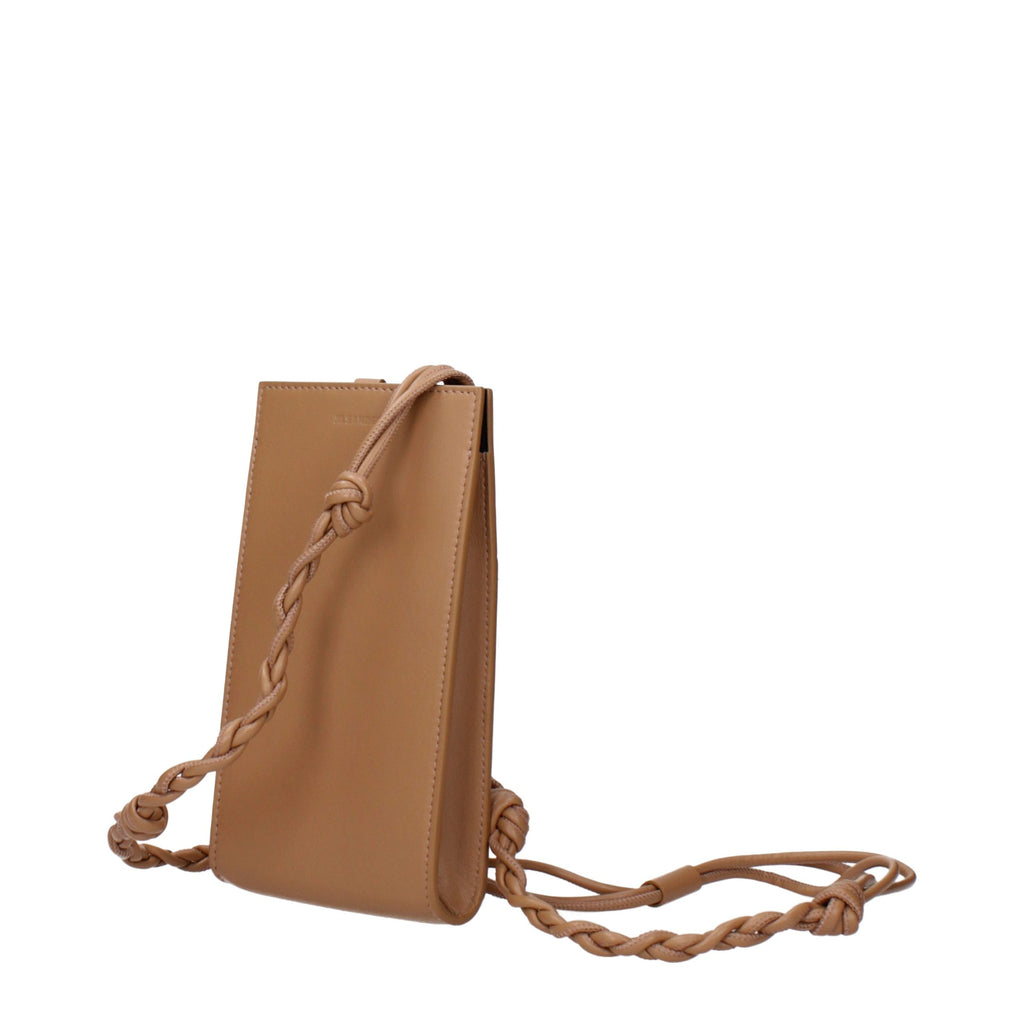 Jil Sander Brown Leather Crossbody Bag
