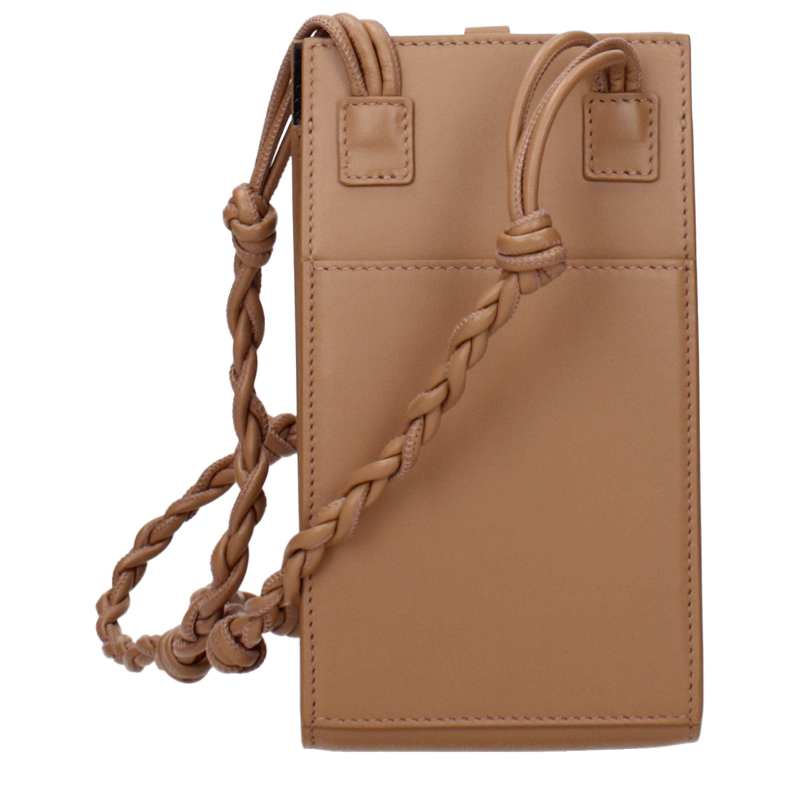Jil Sander Brown Leather Crossbody Bag