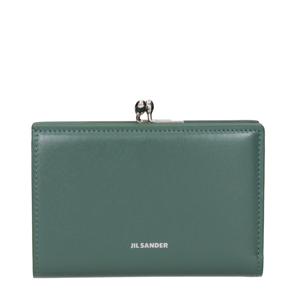 Jil Sander Green Leather Wallet