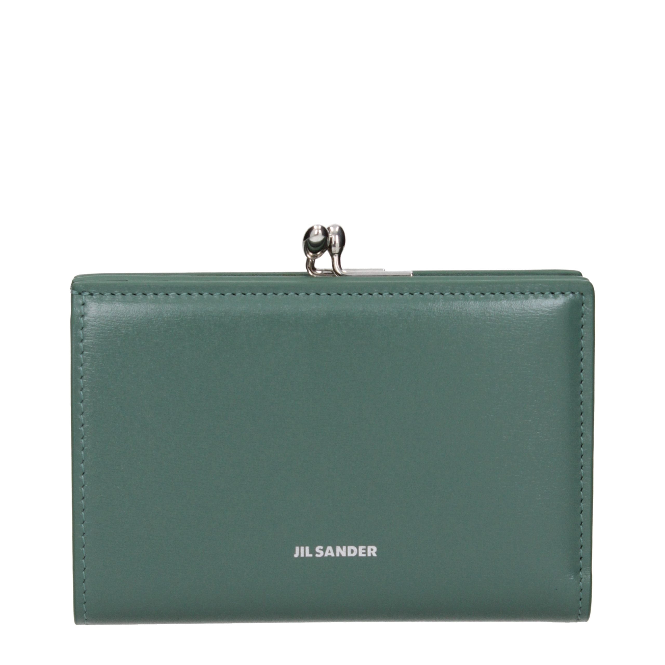 Jil Sander Green Leather Wallet