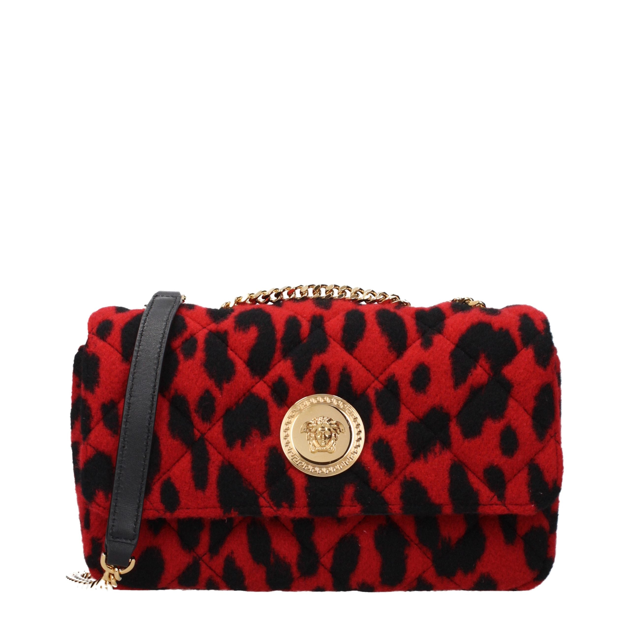 Versace Red Wool Shoulder Bag