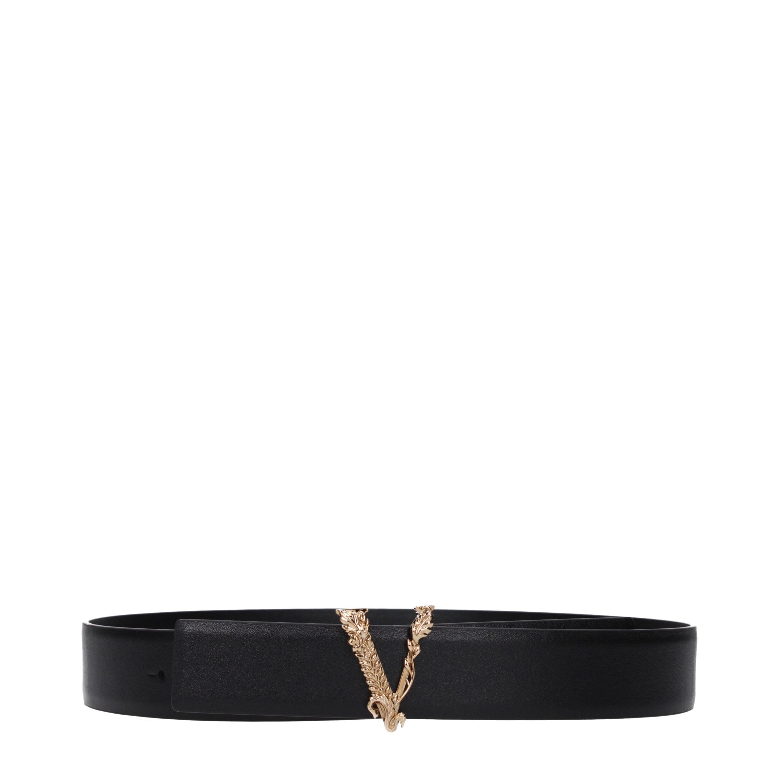 Versace Black Leather Regular Belt