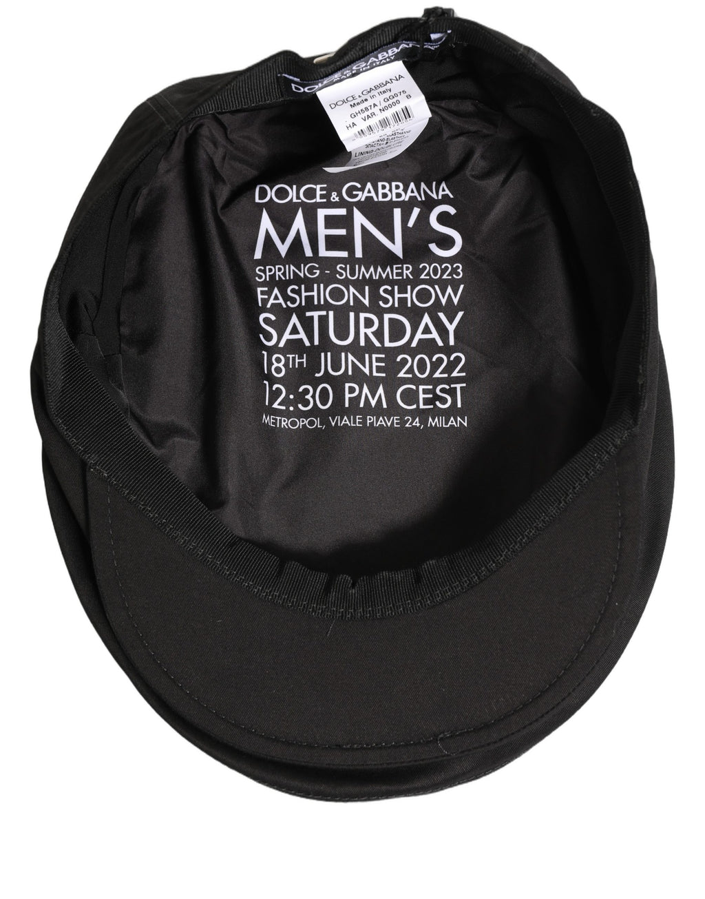Dolce & Gabbana Men Black Cotton Stretch Newsboy Cloth Capello Hat