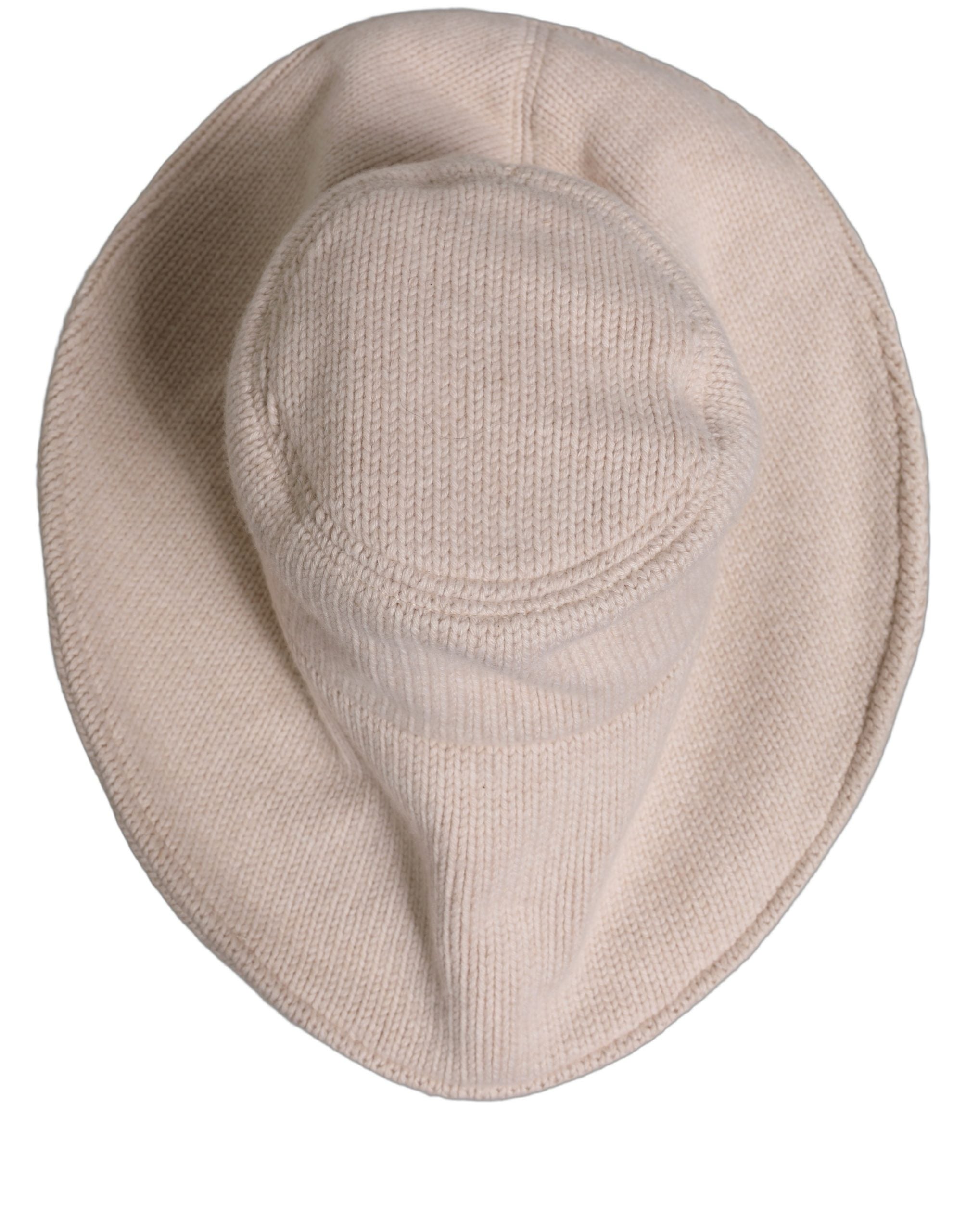 Dolce & Gabbana Women Beige Wool Knit Wide Brim Bucket Capello Hat