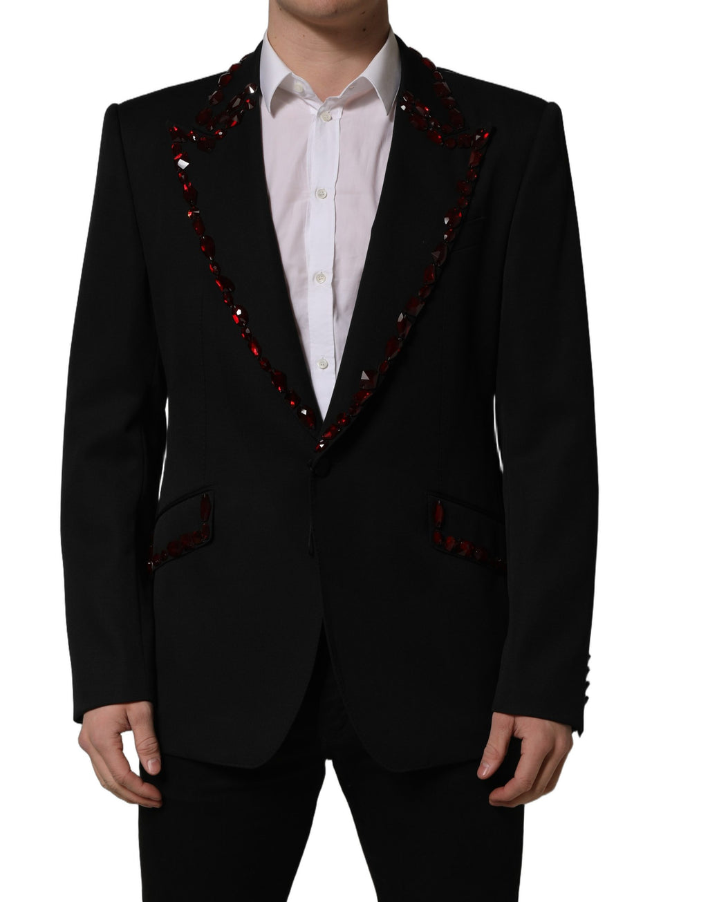 Dolce & Gabbana Black Crystal Embellished Coat Blazer Jacket