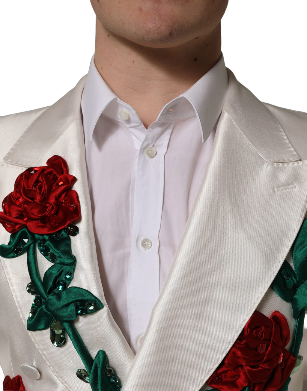 Dolce & Gabbana White Floral SICILIA Double Breasted Jacket