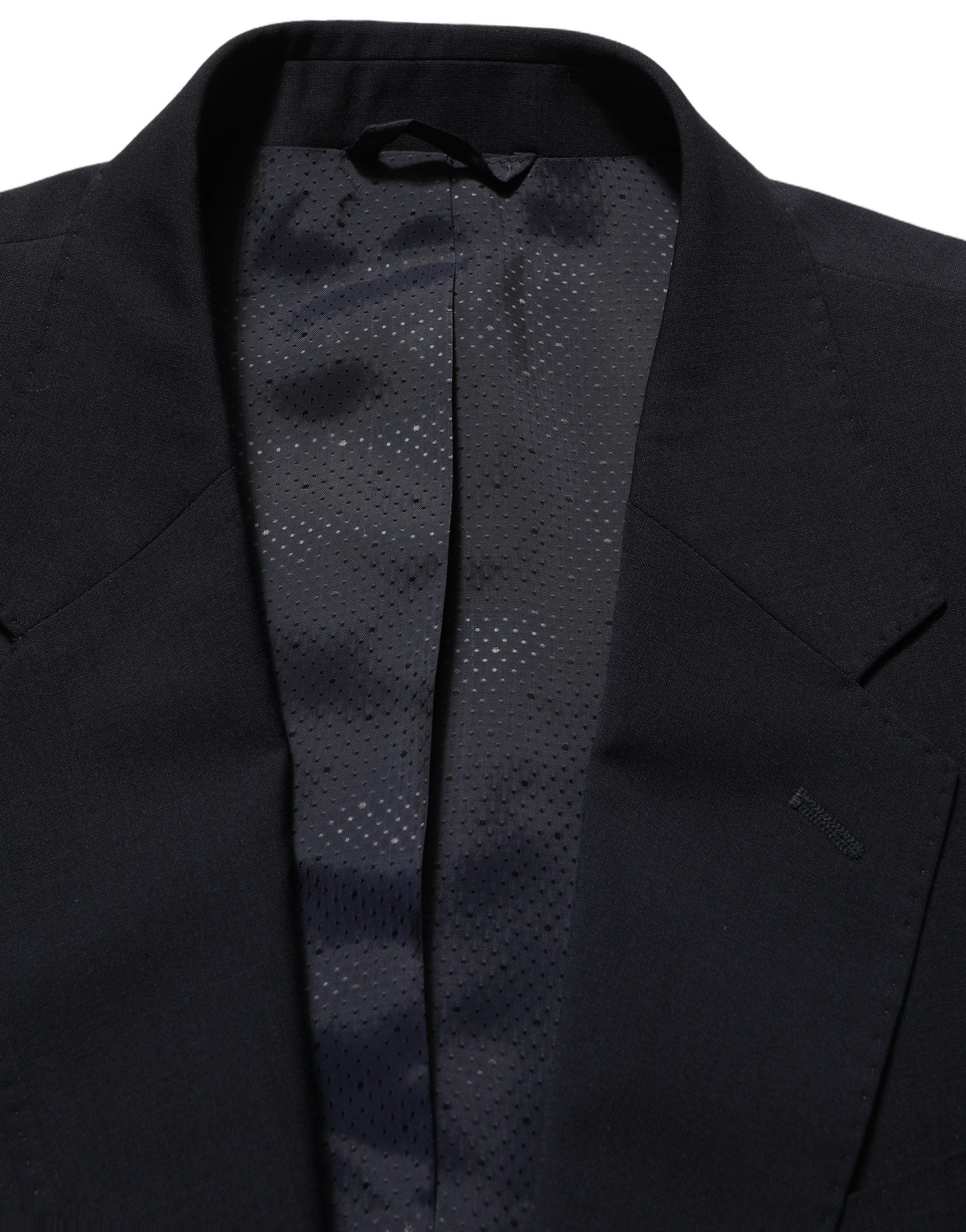 Dolce & Gabbana Dark Blue Wool Single Breasted Men Blazer Jacket