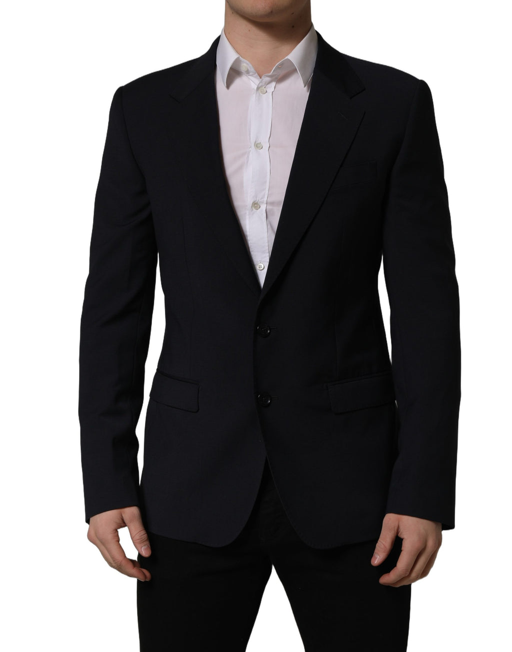 Dolce & Gabbana Dark Blue Wool Single Breasted Men Blazer Jacket
