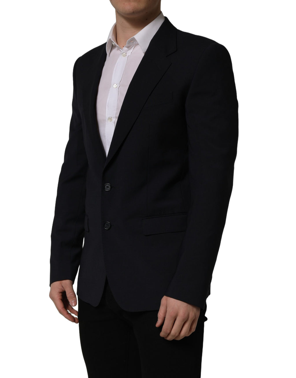 Dolce & Gabbana Dark Blue Wool Single Breasted Men Blazer Jacket