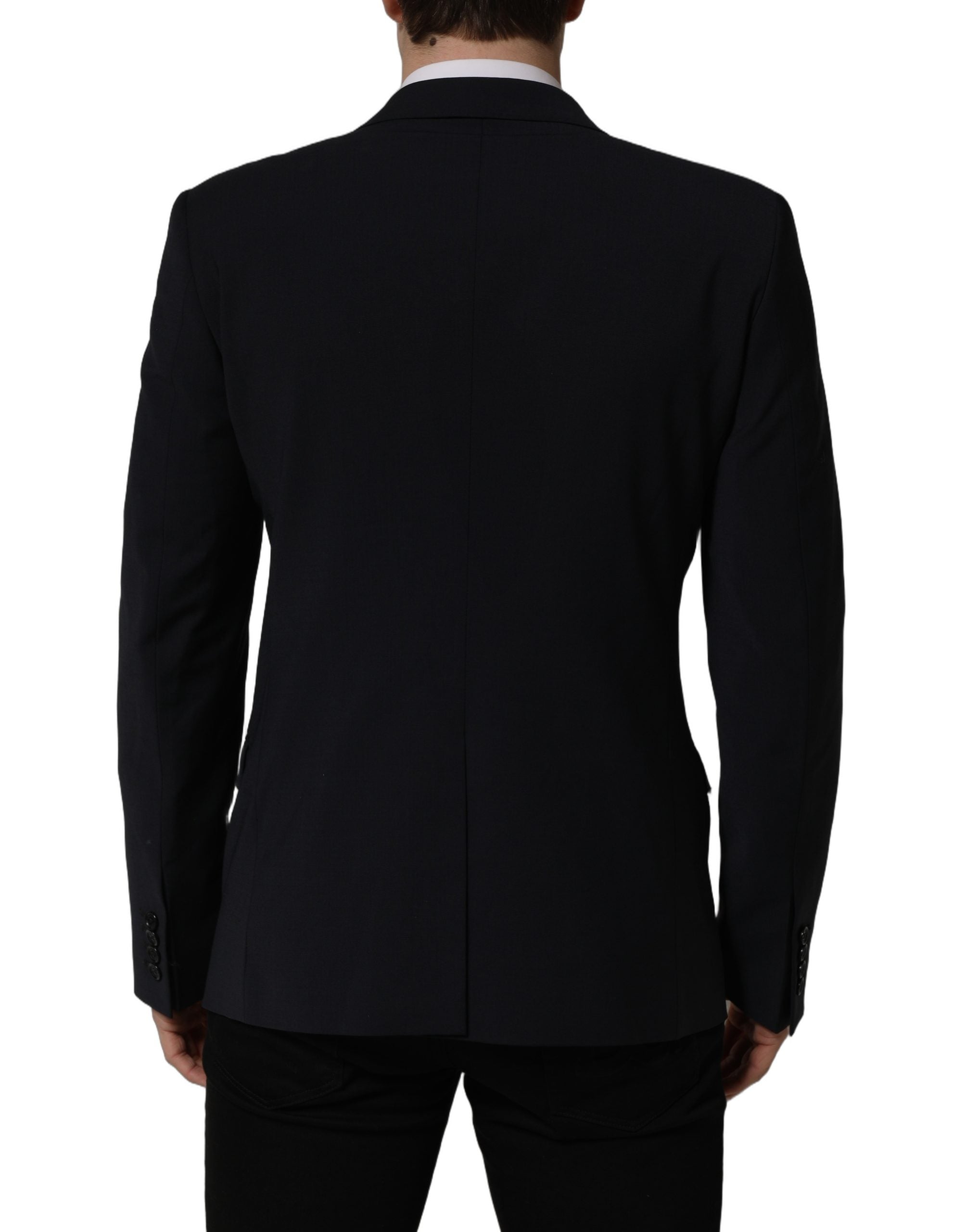 Dolce & Gabbana Dark Blue Wool Single Breasted Men Blazer Jacket