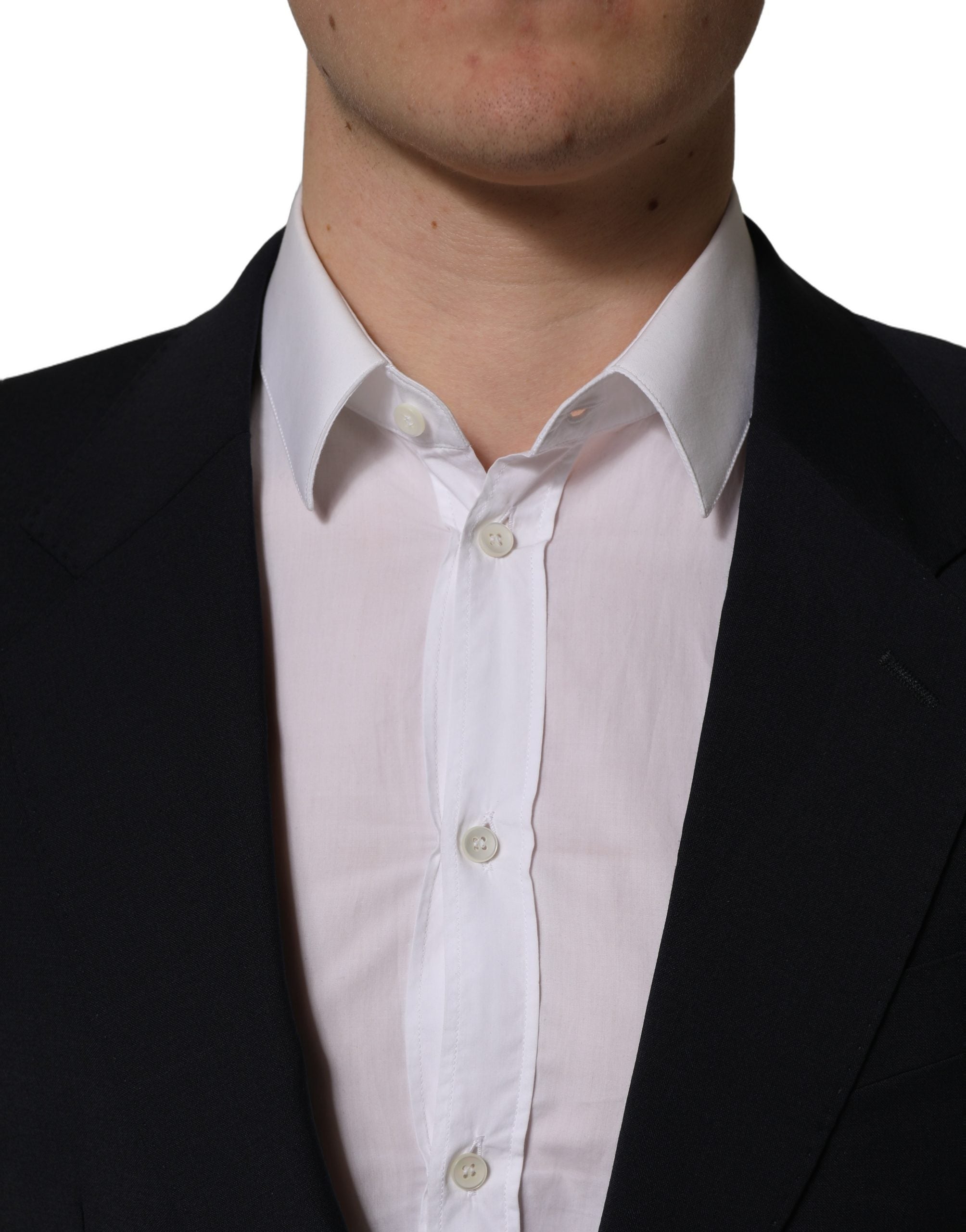 Dolce & Gabbana Dark Blue Wool Single Breasted Men Blazer Jacket