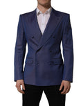 Dolce & Gabbana Blue Wool Double Breasted Men Blazer Jacket