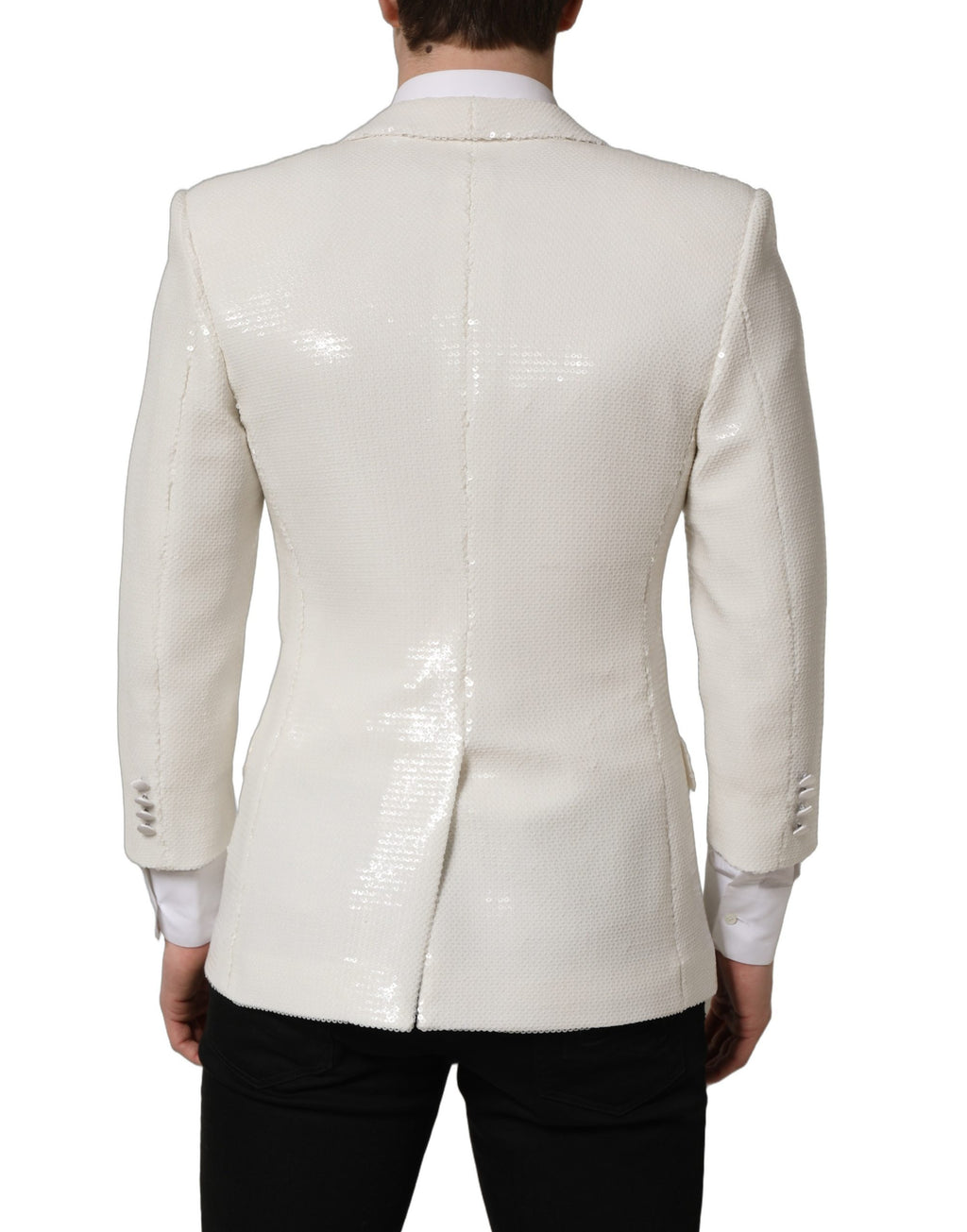 Dolce & Gabbana White Viscose Single Breasted Blazer Jacket