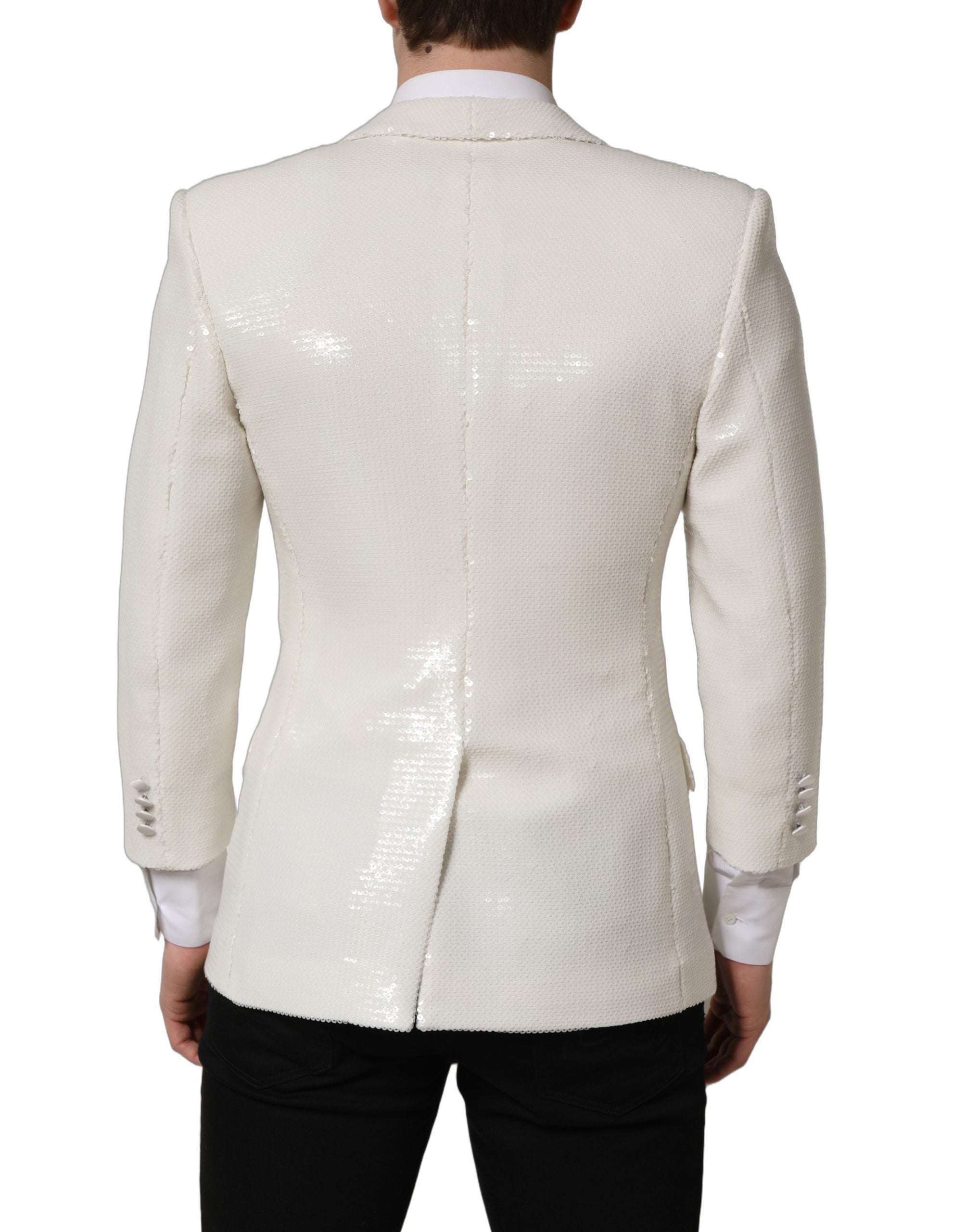 Dolce & Gabbana White Viscose Single Breasted Blazer Jacket