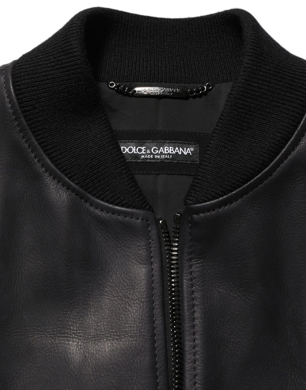 Dolce & Gabbana Black Leather Full Zip Men Biker Jacket