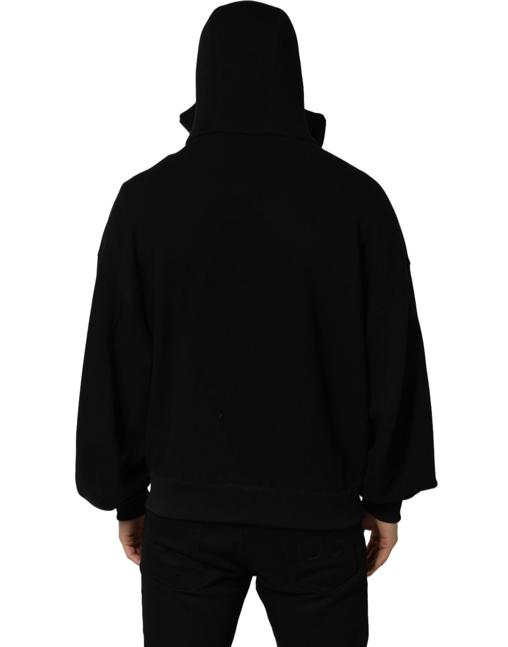 Dolce & Gabbana Black Cotton Men Hooded FullZip Bomber Jacket