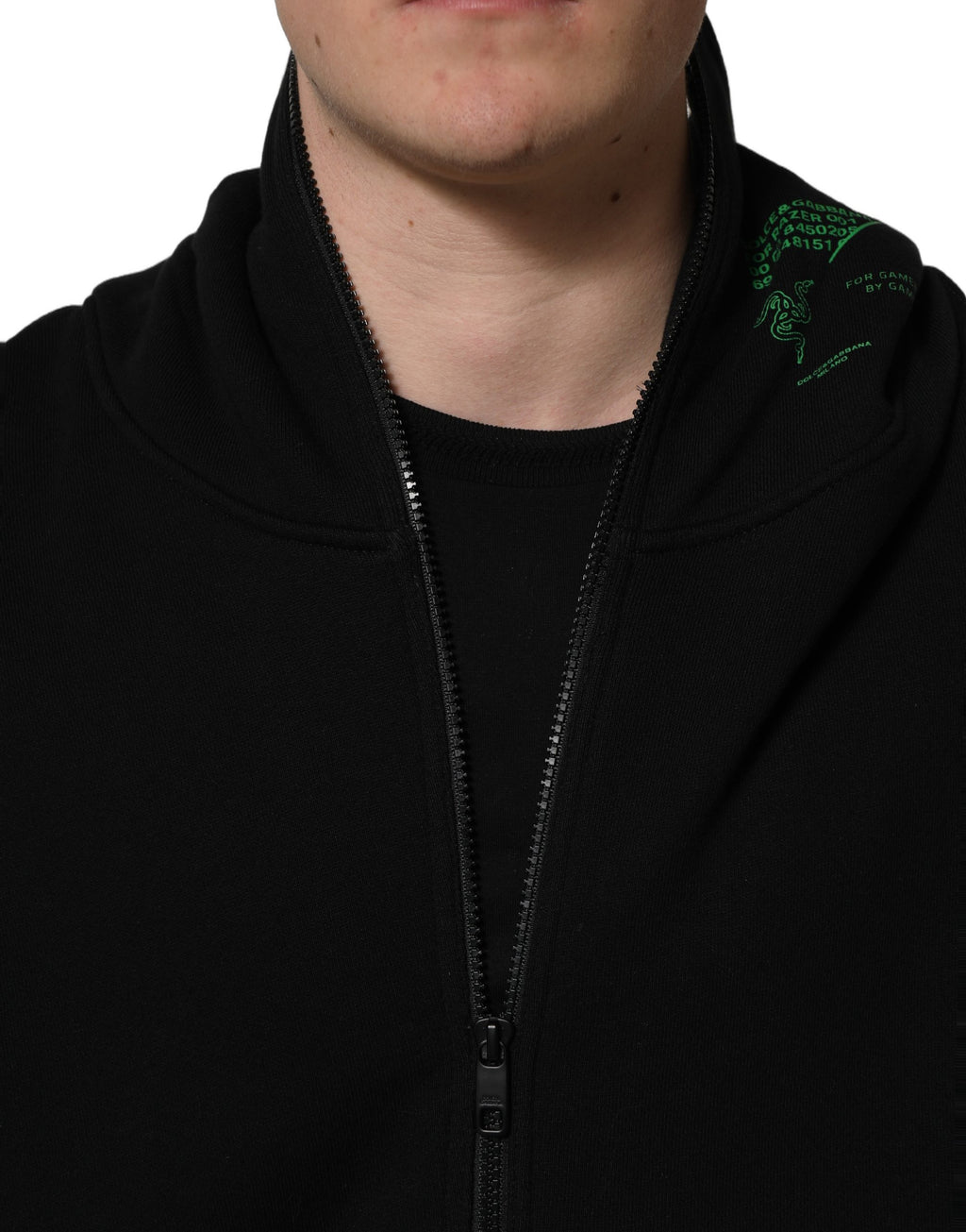 Dolce & Gabbana Black Cotton Men Hooded FullZip Bomber Jacket