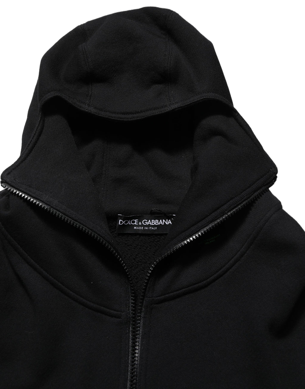 Dolce & Gabbana Black Cotton Men Hooded FullZip Bomber Jacket