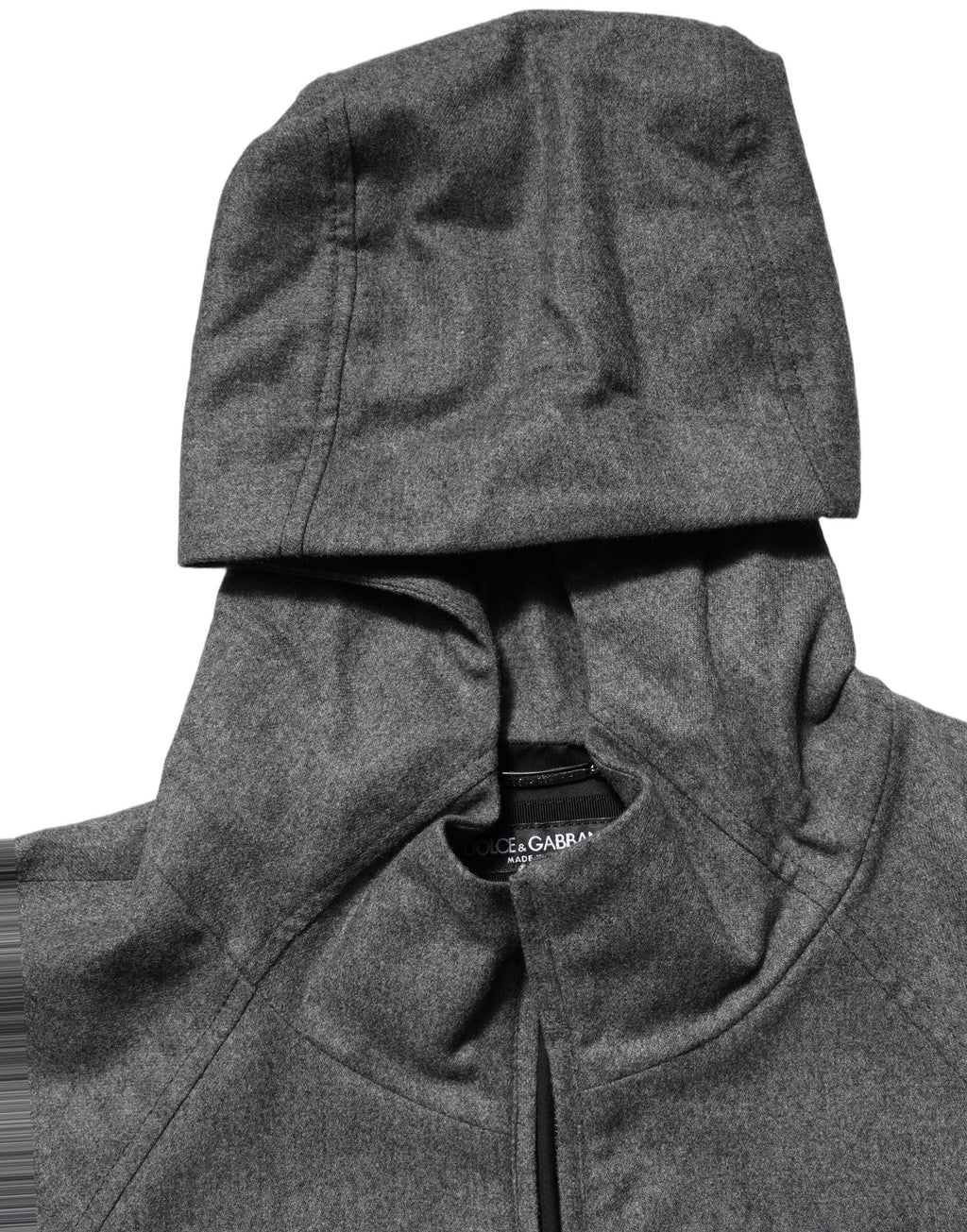 Dolce & Gabbana Gray Cotton Men Hooded Full Zip Bomber Jacket