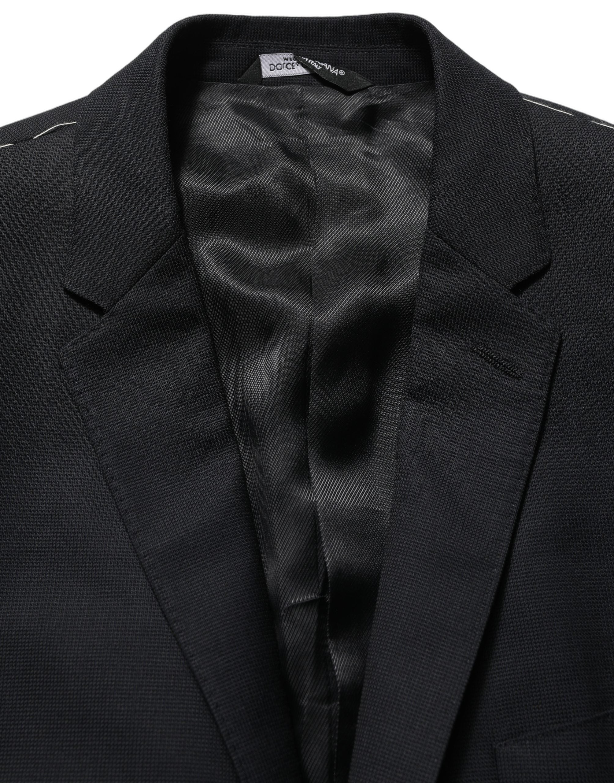 Dolce & Gabbana Dark Blue Wool Single Breasted Blazer Jacket