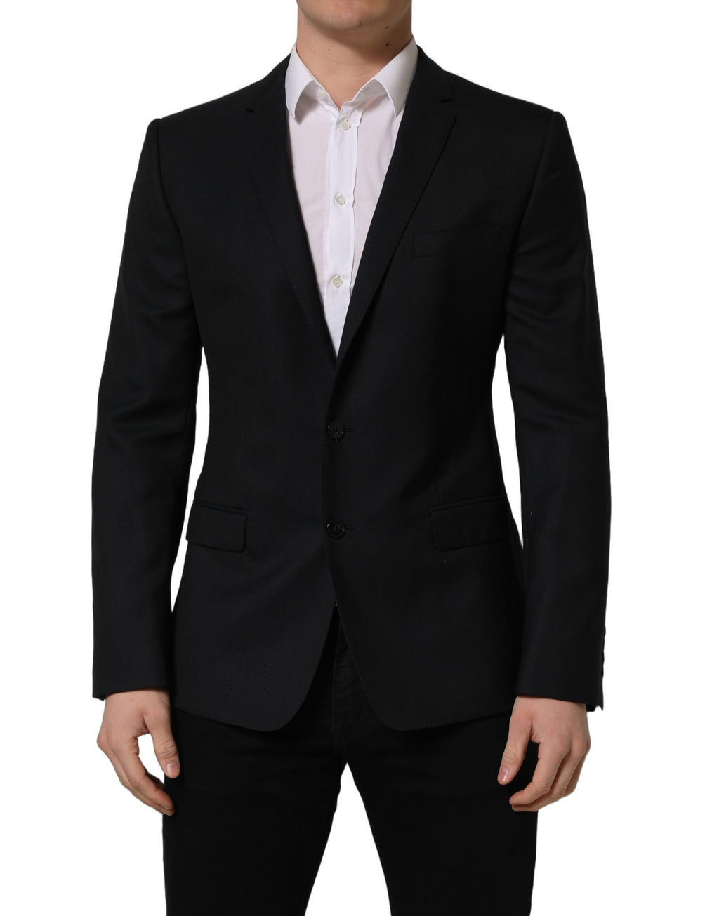 Dolce & Gabbana Dark Blue Wool Single Breasted Blazer Jacket