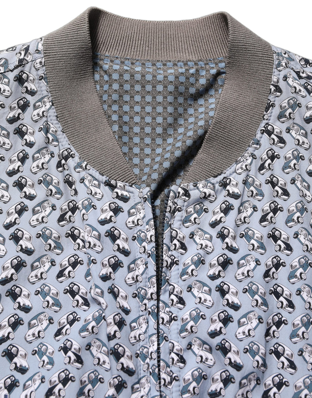 Dolce & Gabbana Light Blue Cotton Car Print Bomber Jacket