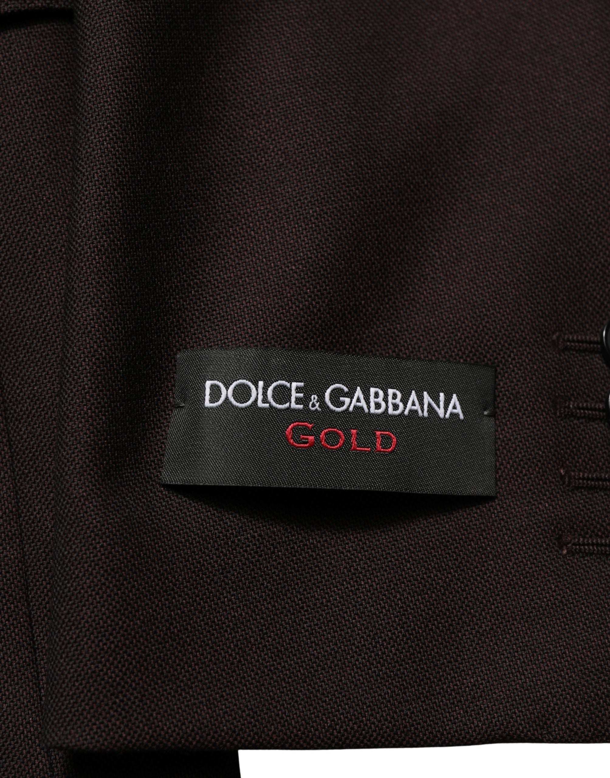 Dolce & Gabbana Brown Wool GOLD Single Breasted Men Jacket