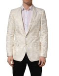 Dolce & Gabbana Off White Floral Single Breasted Men Jacket