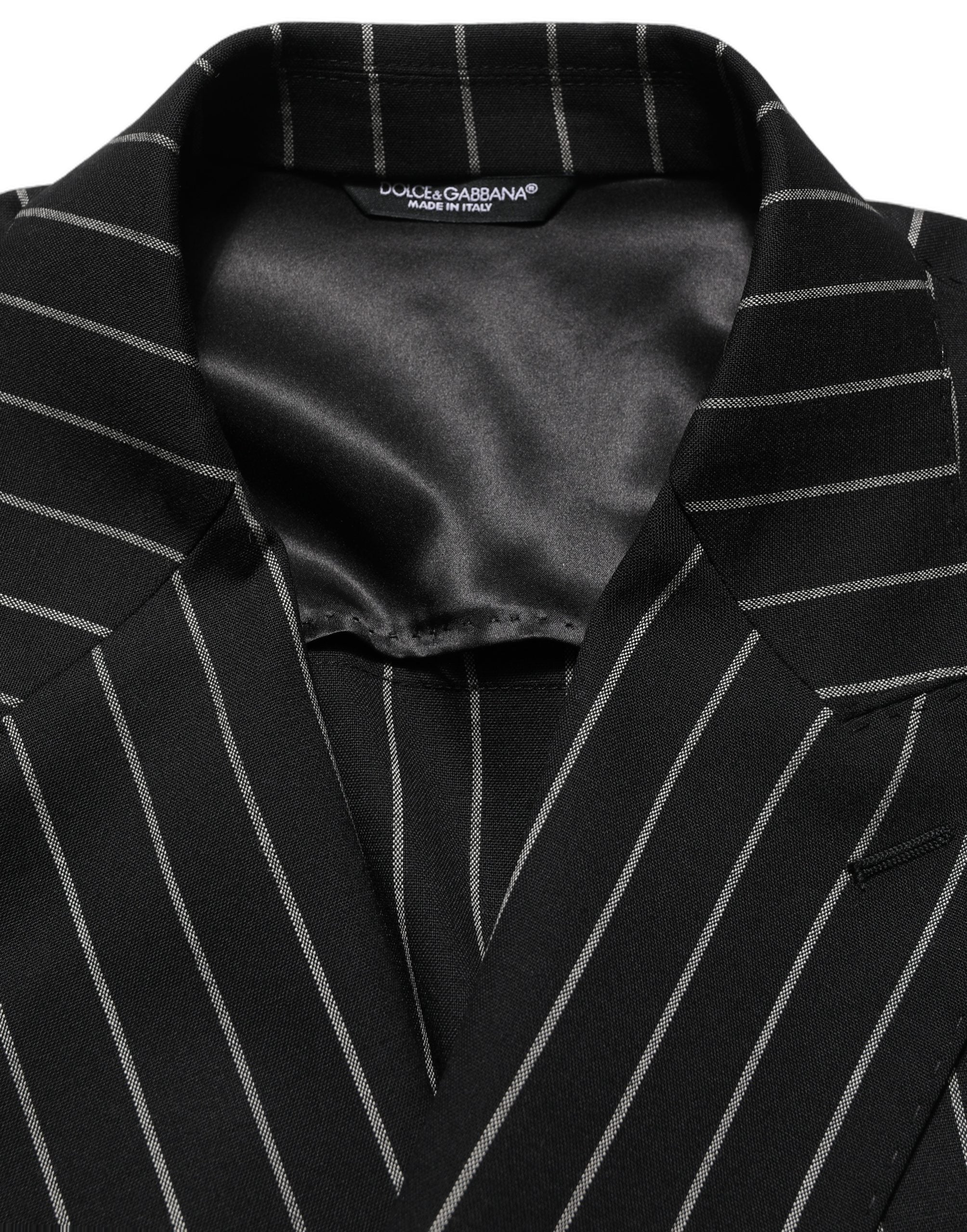 Dolce & Gabbana Dark Gray Stripes Wool Double Breasted Jacket