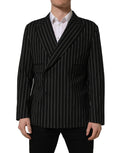 Dolce & Gabbana Dark Gray Stripes Wool Double Breasted Jacket