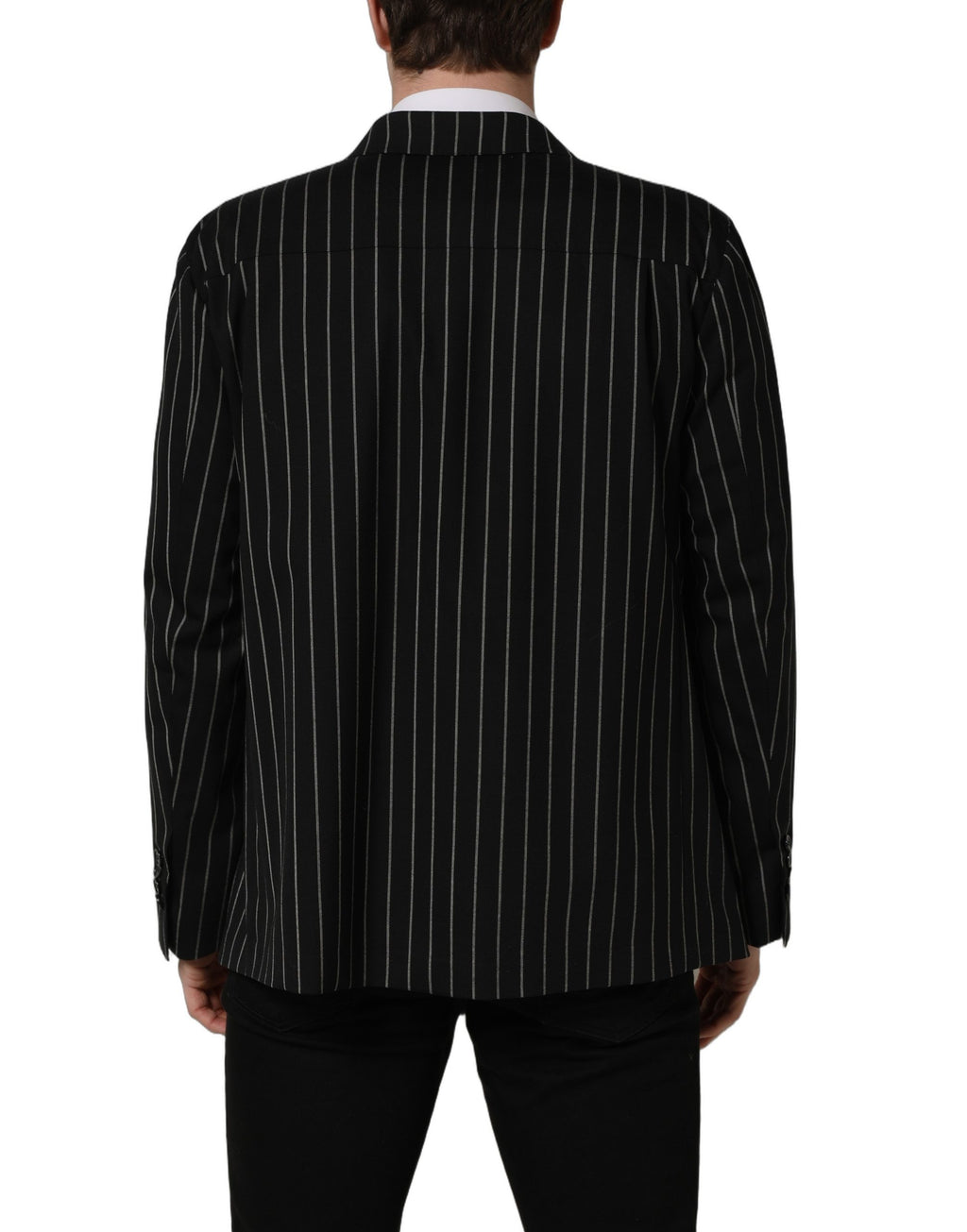 Dolce & Gabbana Dark Gray Stripes Wool Double Breasted Jacket