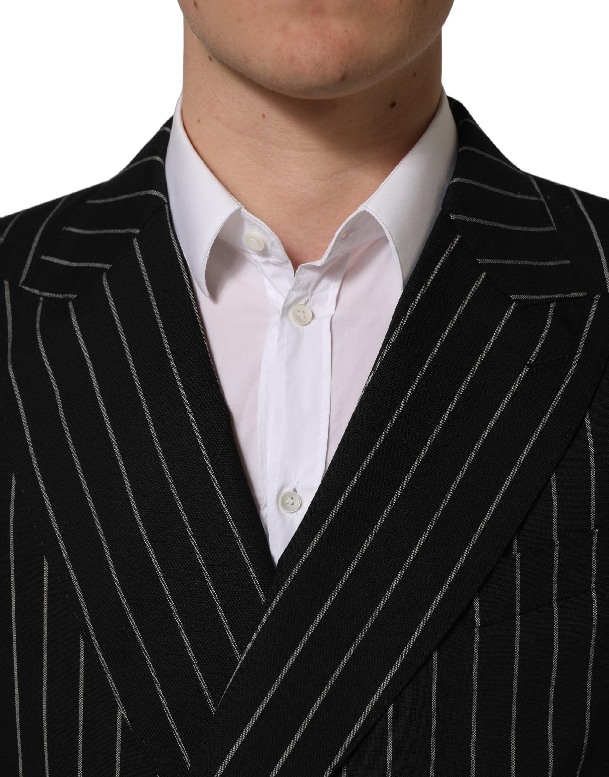 Dolce & Gabbana Dark Gray Stripes Wool Double Breasted Jacket