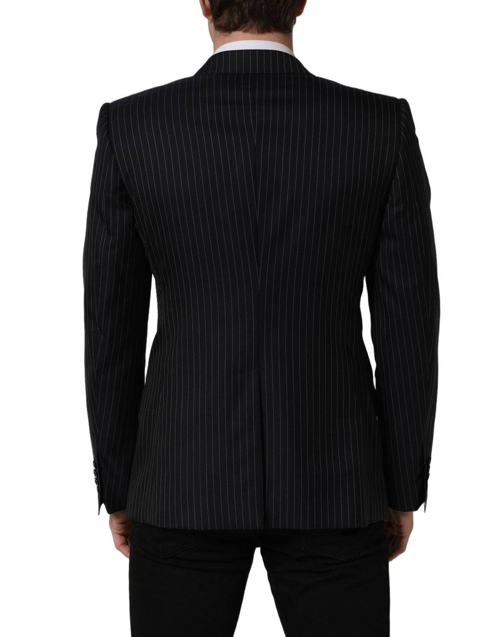 Dolce & Gabbana Dark Gray Stripes Wool Double Breasted Jacket