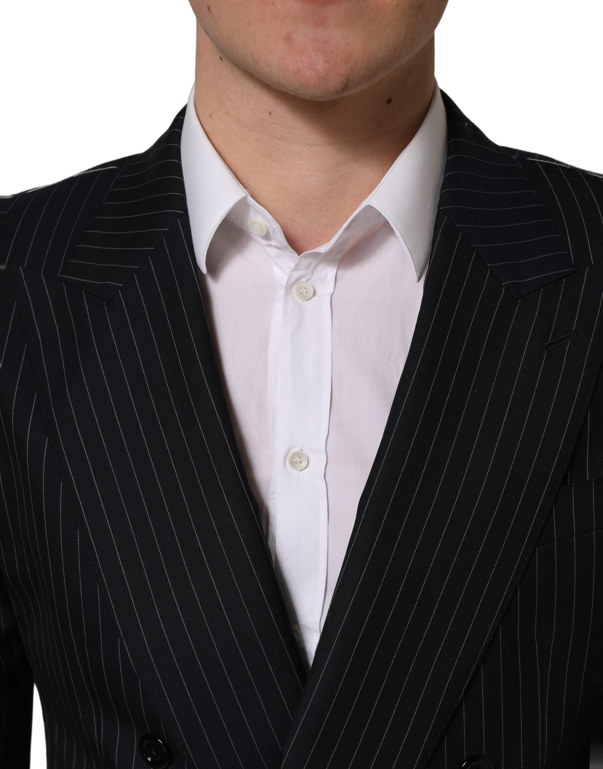 Dolce & Gabbana Dark Gray Stripes Wool Double Breasted Jacket
