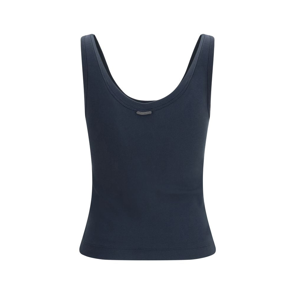 Brunello Cucinelli Blue Cotton Tank Tops