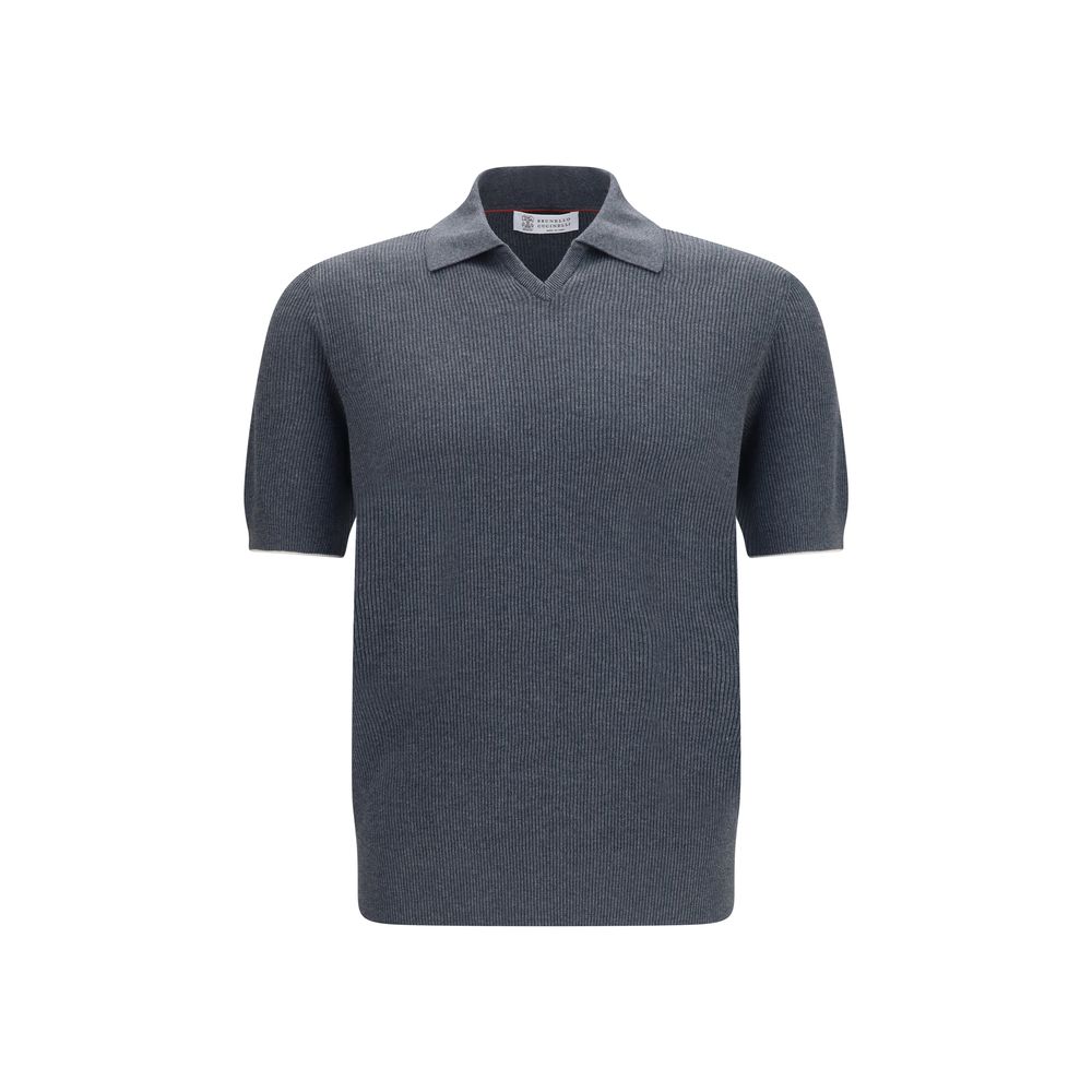 Brunello Cucinelli Gray Cotton Polo Shirt