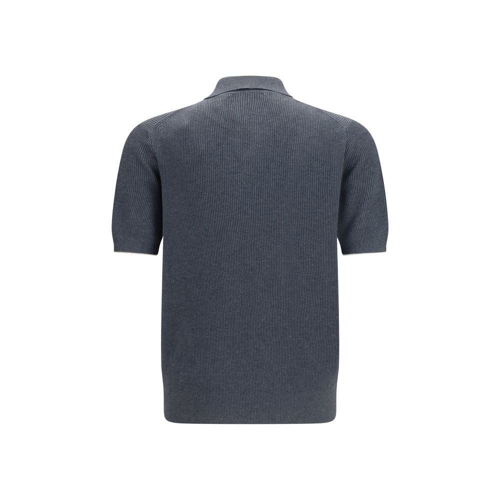 Brunello Cucinelli Gray Cotton Polo Shirt