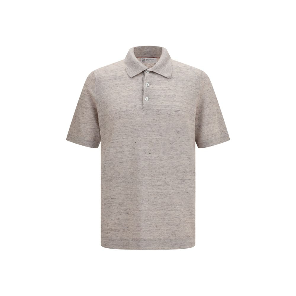 Brunello Cucinelli Beige Linen Polo Shirt