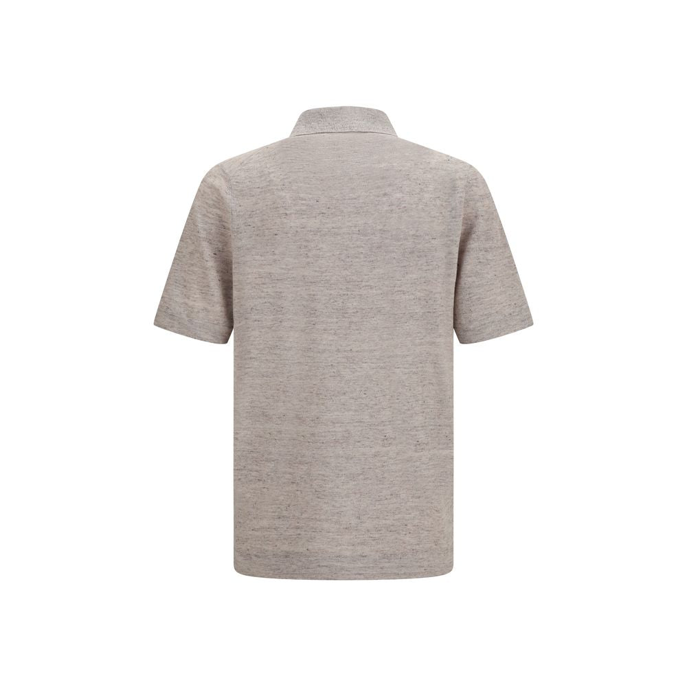 Brunello Cucinelli Beige Linen Polo Shirt
