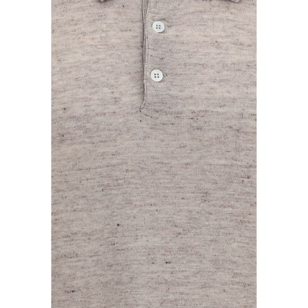 Brunello Cucinelli Beige Linen Polo Shirt