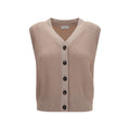 Brunello Cucinelli Beige Cashmere Sleeveles Sweater