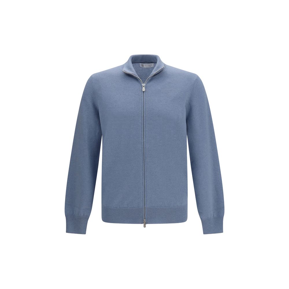 Brunello Cucinelli Blue Cashmere Cardigan
