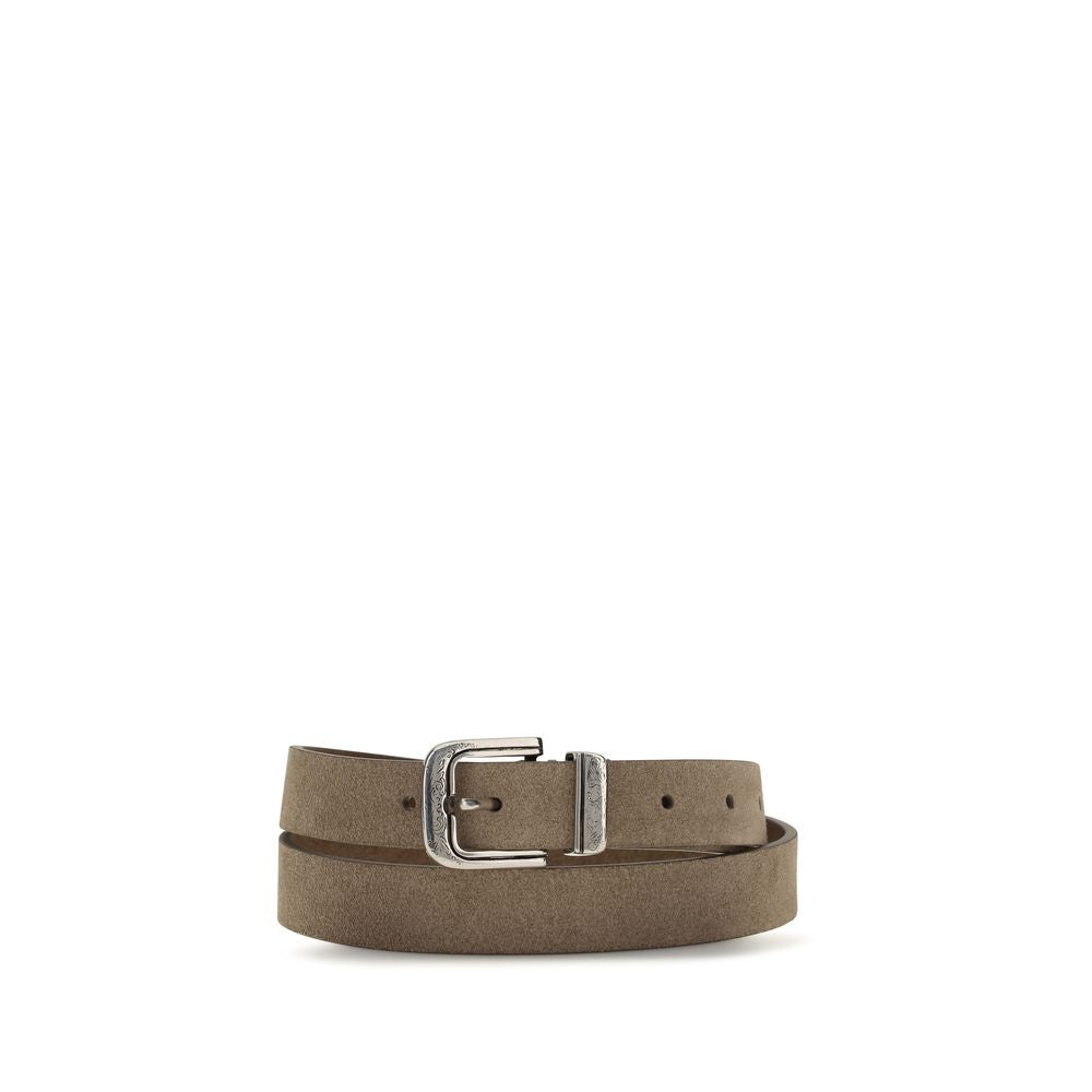 Brunello Cucinelli Beige Calf Leather Bos Taurus Thin Belt
