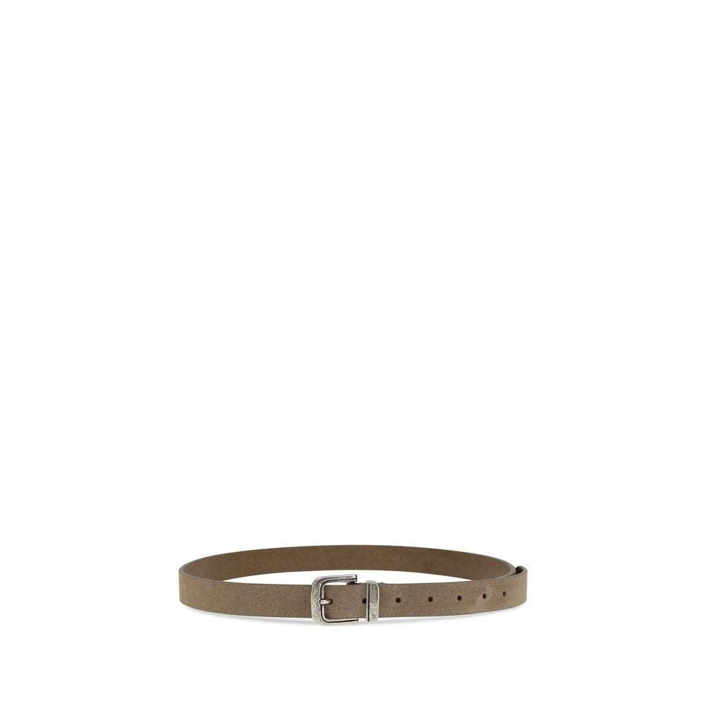 Brunello Cucinelli Beige Calf Leather Bos Taurus Thin Belt