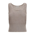 Brunello Cucinelli Beige Cotton Tank Tops