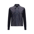 Brunello Cucinelli Blue Calf Leather Bos Taurus Leather Jacket